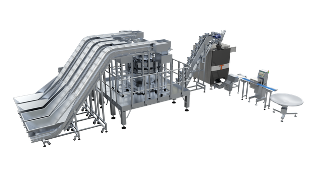 Sistema de pesaje y envasado para 4 tipos de materiales mixtos.