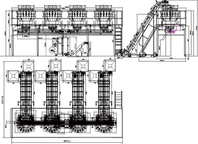 Sistema de pesaje y envasado de albóndigas.